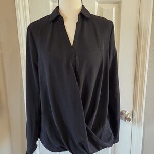Zac & Rachel Black Draped Blouse